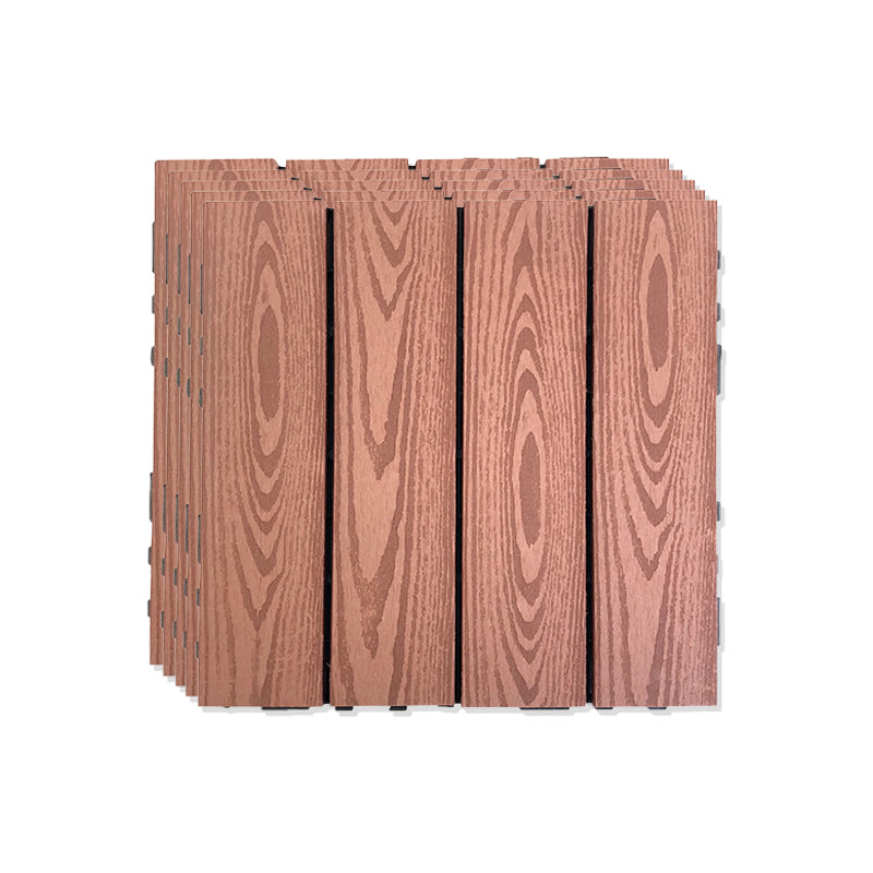 Outdoor Patio Decktile 11.8" x 11.8" Composite Decking Tiles Rosewood Clearhalo 'Home Improvement' 'home_improvement' 'home_improvement_outdoor_deck_tiles_planks' 'Outdoor Deck Tiles & Planks' 'Outdoor Flooring & Tile' 'Outdoor Remodel' 'outdoor_deck_tiles_planks' 6631933