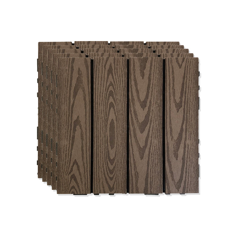 Outdoor Patio Decktile 11.8" x 11.8" Composite Decking Tiles Dark Wood Clearhalo 'Home Improvement' 'home_improvement' 'home_improvement_outdoor_deck_tiles_planks' 'Outdoor Deck Tiles & Planks' 'Outdoor Flooring & Tile' 'Outdoor Remodel' 'outdoor_deck_tiles_planks' 6631944