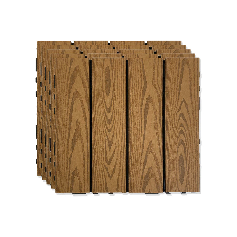 Outdoor Patio Decktile 11.8" x 11.8" Composite Decking Tiles Teak Clearhalo 'Home Improvement' 'home_improvement' 'home_improvement_outdoor_deck_tiles_planks' 'Outdoor Deck Tiles & Planks' 'Outdoor Flooring & Tile' 'Outdoor Remodel' 'outdoor_deck_tiles_planks' 6631948