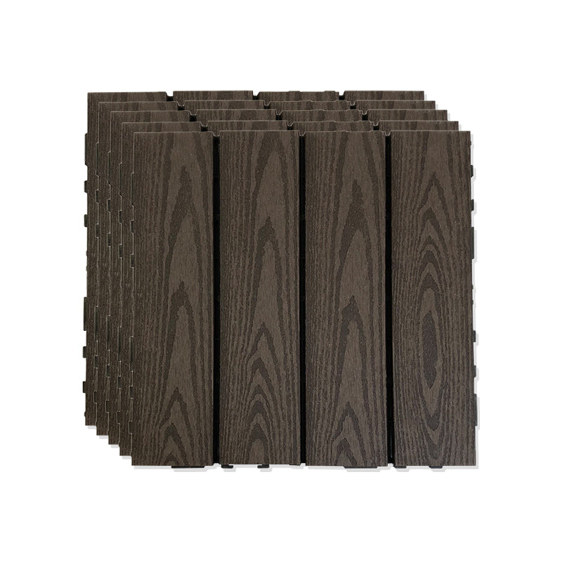 Outdoor Patio Decktile 11.8" x 11.8" Composite Decking Tiles Dark Brown Clearhalo 'Home Improvement' 'home_improvement' 'home_improvement_outdoor_deck_tiles_planks' 'Outdoor Deck Tiles & Planks' 'Outdoor Flooring & Tile' 'Outdoor Remodel' 'outdoor_deck_tiles_planks' 6631950