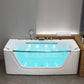 Modern Rectangle Acrylic Bathtub Back to Wall with Massage Device 55"L x 31.5"W x 25"H Massage & Waterfall & Thermostat & Aerator & Lights Tub with Silver 5-Piece Set Clearhalo 'Bathroom Remodel & Bathroom Fixtures' 'Bathtubs' 'Home Improvement' 'home_improvement' 'home_improvement_bathtubs' 'Showers & Bathtubs' 6639366