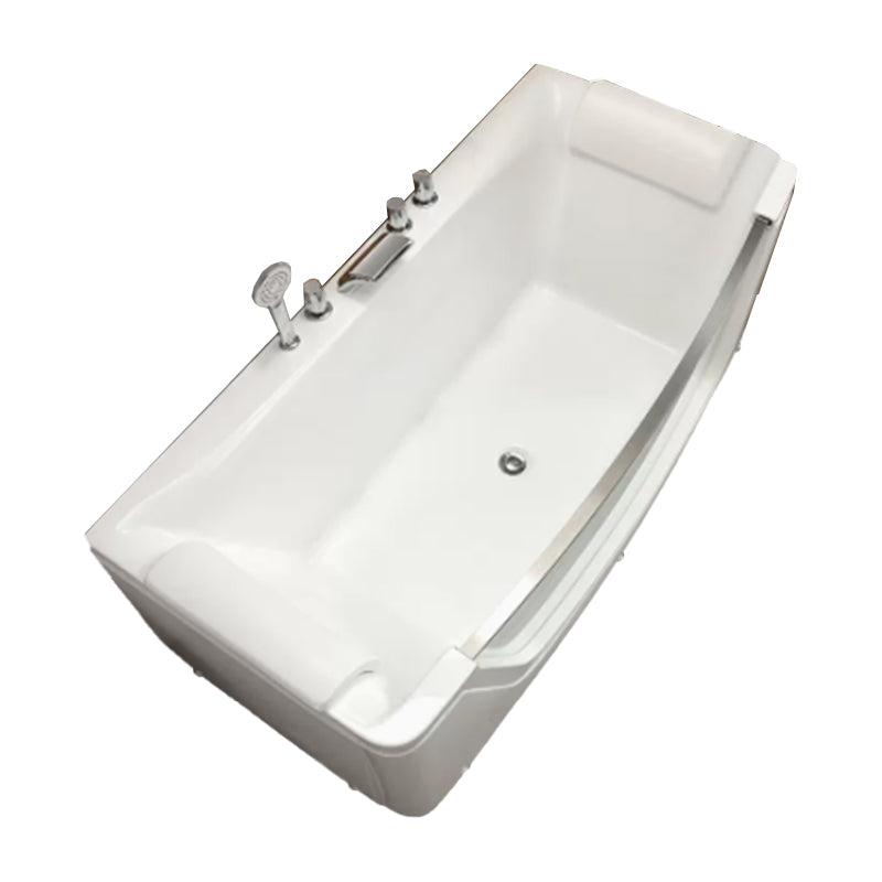 Modern Rectangle Acrylic Bathtub Back to Wall with Massage Device Tub Only Tub with Silver 5-Piece Set Clearhalo 'Bathroom Remodel & Bathroom Fixtures' 'Bathtubs' 'Home Improvement' 'home_improvement' 'home_improvement_bathtubs' 'Showers & Bathtubs' 6639367
