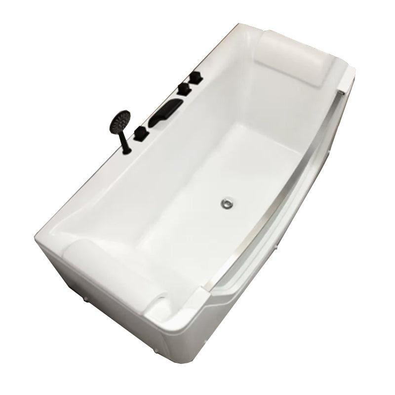 Modern Rectangle Acrylic Bathtub Back to Wall with Massage Device Tub Only Tub with Black 5-Piece Set Clearhalo 'Bathroom Remodel & Bathroom Fixtures' 'Bathtubs' 'Home Improvement' 'home_improvement' 'home_improvement_bathtubs' 'Showers & Bathtubs' 6639369