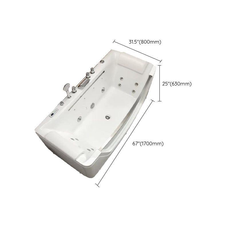 Modern Rectangle Acrylic Bathtub Back to Wall with Massage Device Clearhalo 'Bathroom Remodel & Bathroom Fixtures' 'Bathtubs' 'Home Improvement' 'home_improvement' 'home_improvement_bathtubs' 'Showers & Bathtubs' 6639441