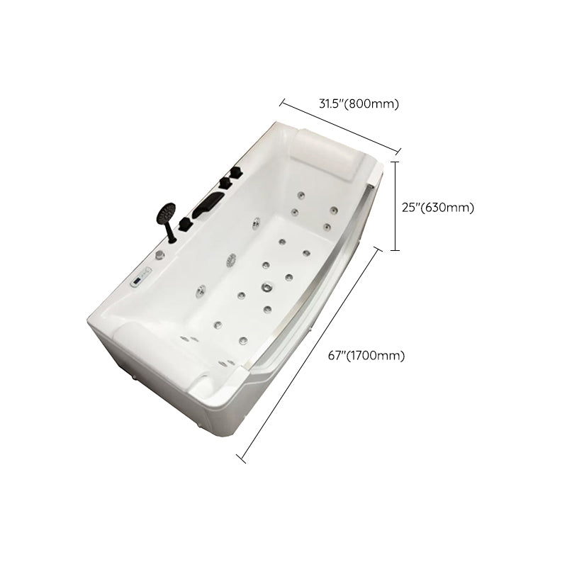 Modern Rectangle Acrylic Bathtub Back to Wall with Massage Device Clearhalo 'Bathroom Remodel & Bathroom Fixtures' 'Bathtubs' 'Home Improvement' 'home_improvement' 'home_improvement_bathtubs' 'Showers & Bathtubs' 6639445