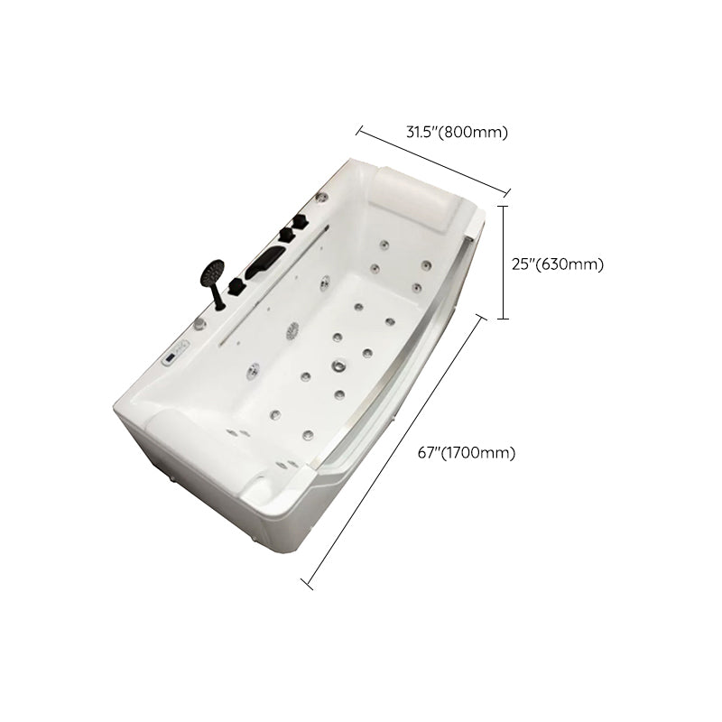 Modern Rectangle Acrylic Bathtub Back to Wall with Massage Device Clearhalo 'Bathroom Remodel & Bathroom Fixtures' 'Bathtubs' 'Home Improvement' 'home_improvement' 'home_improvement_bathtubs' 'Showers & Bathtubs' 6639446