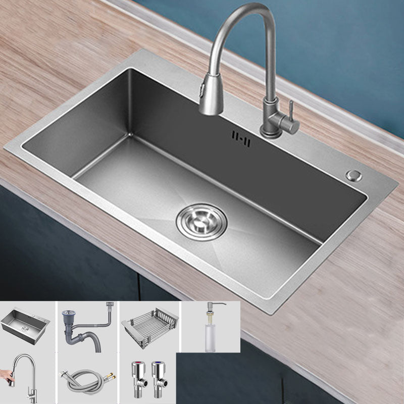 Modern Bar Sink Stainless Steel with Faucet and Soap Dispenser Kitchen Sink 24"L x 18"W x 9"H Silver Sink with Faucet Clearhalo 'Home Improvement' 'home_improvement' 'home_improvement_kitchen_sinks' 'Kitchen Remodel & Kitchen Fixtures' 'Kitchen Sinks & Faucet Components' 'Kitchen Sinks' 'kitchen_sinks' 6642868