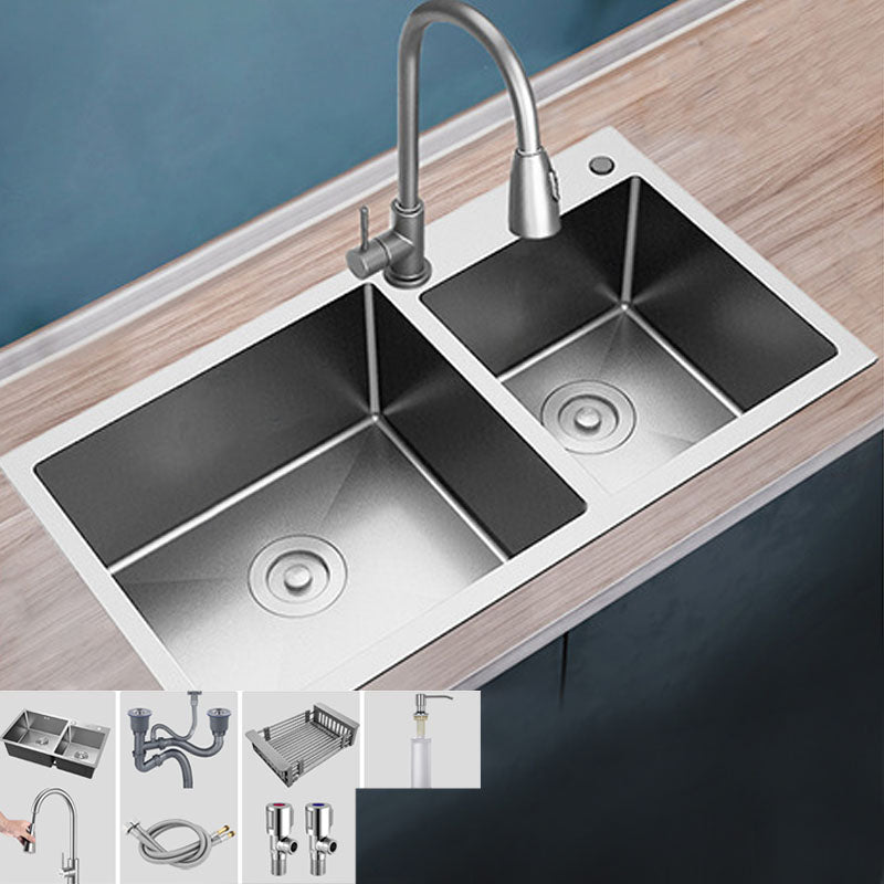 Modern Bar Sink Stainless Steel with Faucet and Soap Dispenser Kitchen Sink 31"L x 17"W x 9"H Silver Sink with Faucet Clearhalo 'Home Improvement' 'home_improvement' 'home_improvement_kitchen_sinks' 'Kitchen Remodel & Kitchen Fixtures' 'Kitchen Sinks & Faucet Components' 'Kitchen Sinks' 'kitchen_sinks' 6642869