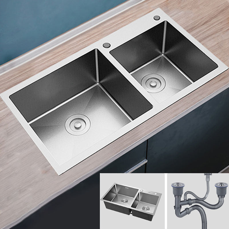 Modern Bar Sink Stainless Steel with Faucet and Soap Dispenser Kitchen Sink 31"L x 17"W x 9"H Silver Sink Only Clearhalo 'Home Improvement' 'home_improvement' 'home_improvement_kitchen_sinks' 'Kitchen Remodel & Kitchen Fixtures' 'Kitchen Sinks & Faucet Components' 'Kitchen Sinks' 'kitchen_sinks' 6642873