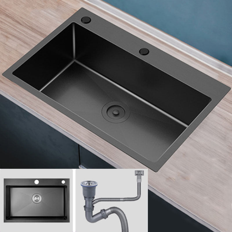 Modern Bar Sink Stainless Steel with Faucet and Soap Dispenser Kitchen Sink 24"L x 18"W x 9"H Black Sink Only Clearhalo 'Home Improvement' 'home_improvement' 'home_improvement_kitchen_sinks' 'Kitchen Remodel & Kitchen Fixtures' 'Kitchen Sinks & Faucet Components' 'Kitchen Sinks' 'kitchen_sinks' 6642877