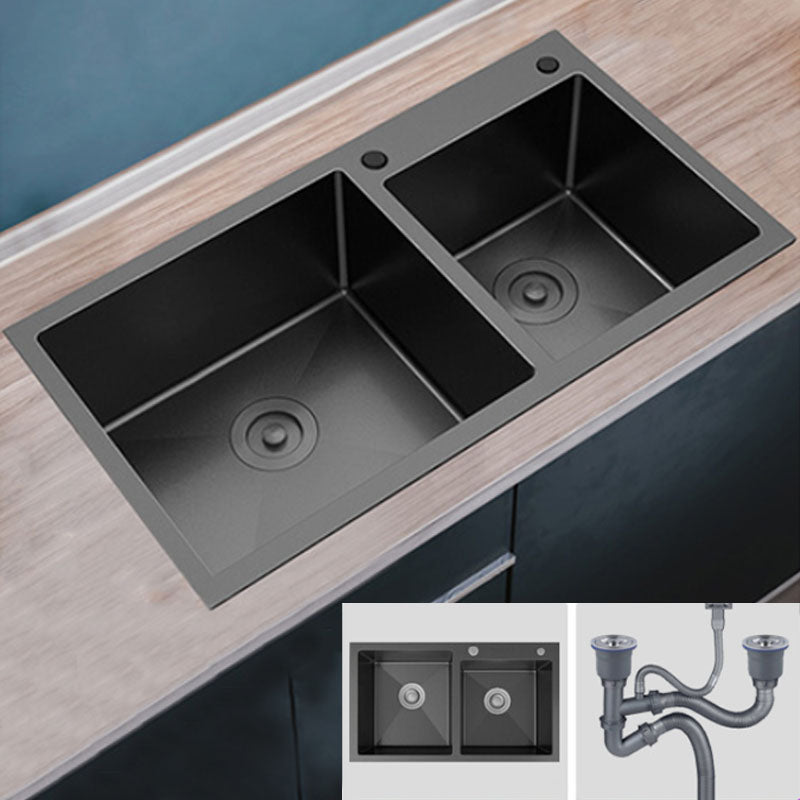 Modern Bar Sink Stainless Steel with Faucet and Soap Dispenser Kitchen Sink 31"L x 17"W x 9"H Black Sink Only Clearhalo 'Home Improvement' 'home_improvement' 'home_improvement_kitchen_sinks' 'Kitchen Remodel & Kitchen Fixtures' 'Kitchen Sinks & Faucet Components' 'Kitchen Sinks' 'kitchen_sinks' 6642879