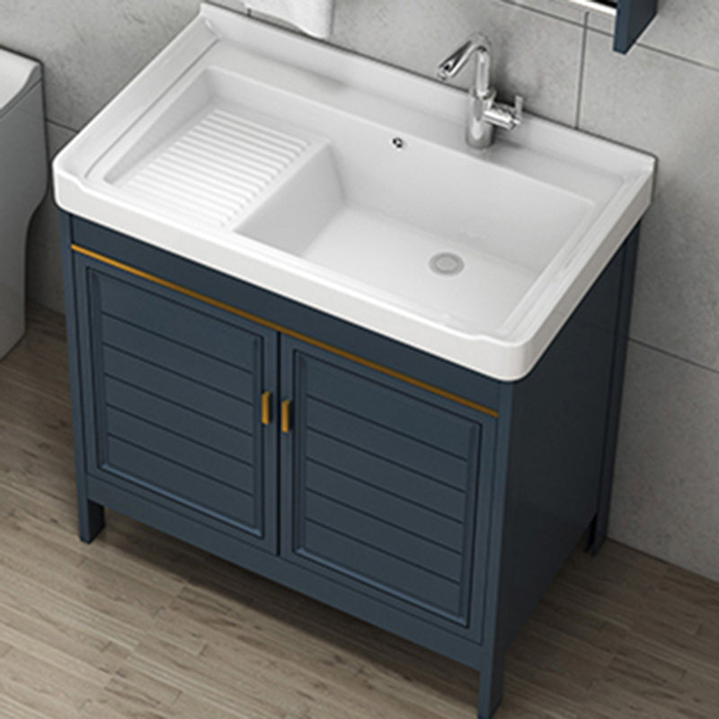 Glam Bathroom Vanity Ceramic Top with Faucet and Standalone Cabinet Vanity Set Vanity & Faucet Washboard Included Clearhalo 'Bathroom Remodel & Bathroom Fixtures' 'Bathroom Vanities' 'bathroom_vanities' 'Home Improvement' 'home_improvement' 'home_improvement_bathroom_vanities' 6642900