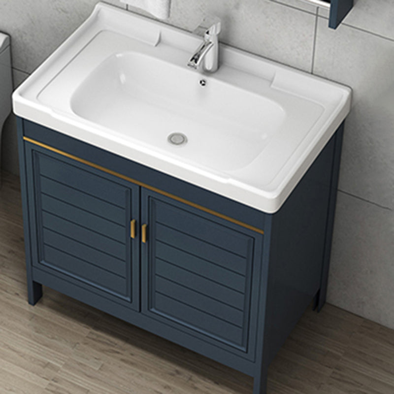 Glam Bathroom Vanity Ceramic Top with Faucet and Standalone Cabinet Vanity Set Vanity & Faucet Washboard Not Included Clearhalo 'Bathroom Remodel & Bathroom Fixtures' 'Bathroom Vanities' 'bathroom_vanities' 'Home Improvement' 'home_improvement' 'home_improvement_bathroom_vanities' 6642904