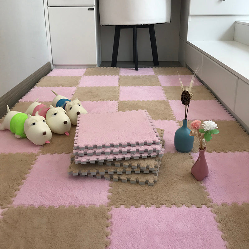 Interlocking Carpet Tiles Color Block Interlocking Carpet Floor Tile Khaki-Pink Clearhalo 'Carpet Tiles & Carpet Squares' 'carpet_tiles_carpet_squares' 'Flooring 'Home Improvement' 'home_improvement' 'home_improvement_carpet_tiles_carpet_squares' Walls and Ceiling' 6642952