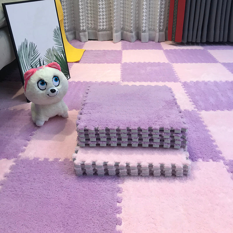 Interlocking Carpet Tiles Color Block Interlocking Carpet Floor Tile Purple Pink Clearhalo 'Carpet Tiles & Carpet Squares' 'carpet_tiles_carpet_squares' 'Flooring 'Home Improvement' 'home_improvement' 'home_improvement_carpet_tiles_carpet_squares' Walls and Ceiling' 6642955