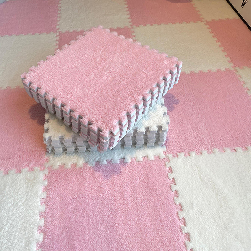 Interlocking Carpet Tiles Color Block Interlocking Carpet Floor Tile Pink-White Clearhalo 'Carpet Tiles & Carpet Squares' 'carpet_tiles_carpet_squares' 'Flooring 'Home Improvement' 'home_improvement' 'home_improvement_carpet_tiles_carpet_squares' Walls and Ceiling' 6642962