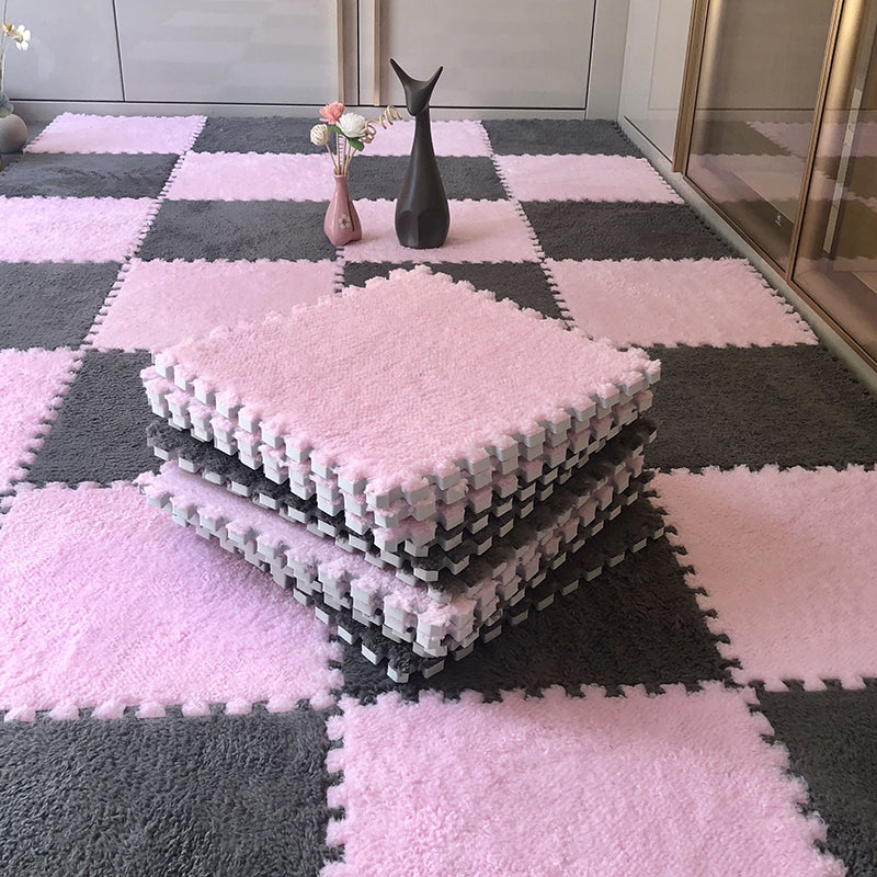 Interlocking Carpet Tiles Color Block Interlocking Carpet Floor Tile Gray-Pink Clearhalo 'Carpet Tiles & Carpet Squares' 'carpet_tiles_carpet_squares' 'Flooring 'Home Improvement' 'home_improvement' 'home_improvement_carpet_tiles_carpet_squares' Walls and Ceiling' 6642965