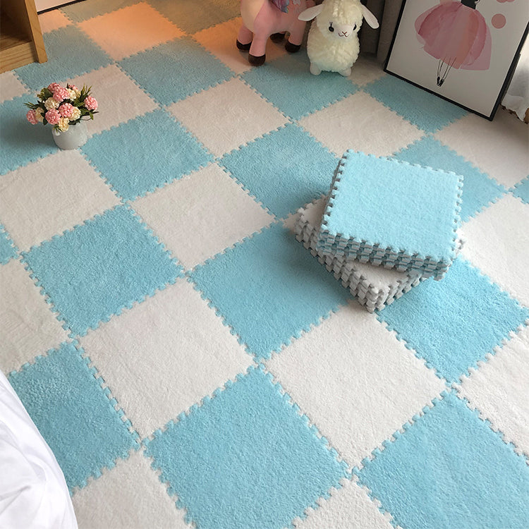 Modern Level Loop Carpet Tile Interlocking Non-Skid Tiles and Carpet Sky Blue-White Clearhalo 'Carpet Tiles & Carpet Squares' 'carpet_tiles_carpet_squares' 'Flooring 'Home Improvement' 'home_improvement' 'home_improvement_carpet_tiles_carpet_squares' Walls and Ceiling' 6643046