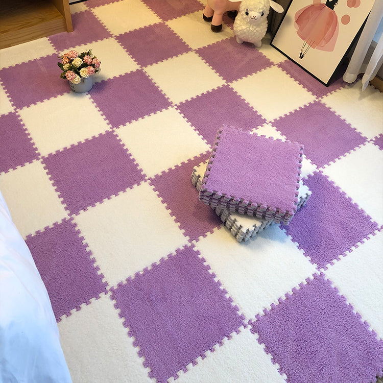 Modern Level Loop Carpet Tile Interlocking Non-Skid Tiles and Carpet White-Purple Clearhalo 'Carpet Tiles & Carpet Squares' 'carpet_tiles_carpet_squares' 'Flooring 'Home Improvement' 'home_improvement' 'home_improvement_carpet_tiles_carpet_squares' Walls and Ceiling' 6643050