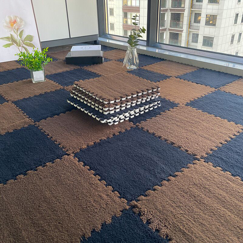 Dark Color Level Loop Carpet Tile Non-Skid Interlocking Bedroom Carpet Tiles Coffee Clearhalo 'Carpet Tiles & Carpet Squares' 'carpet_tiles_carpet_squares' 'Flooring 'Home Improvement' 'home_improvement' 'home_improvement_carpet_tiles_carpet_squares' Walls and Ceiling' 6643121