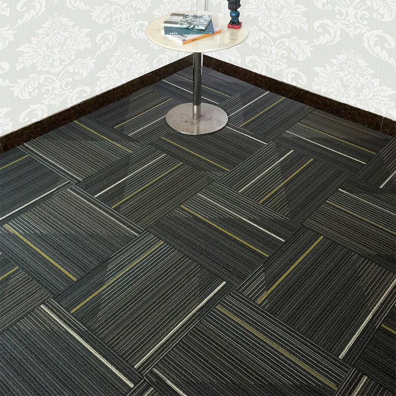 Dark Color Level Loop Carpet Tile Non-Skid Self Adhesive Indoor Office Carpet Tiles Green-Black 1'8" x 1'8" Clearhalo 'Carpet Tiles & Carpet Squares' 'carpet_tiles_carpet_squares' 'Flooring 'Home Improvement' 'home_improvement' 'home_improvement_carpet_tiles_carpet_squares' Walls and Ceiling' 6643140