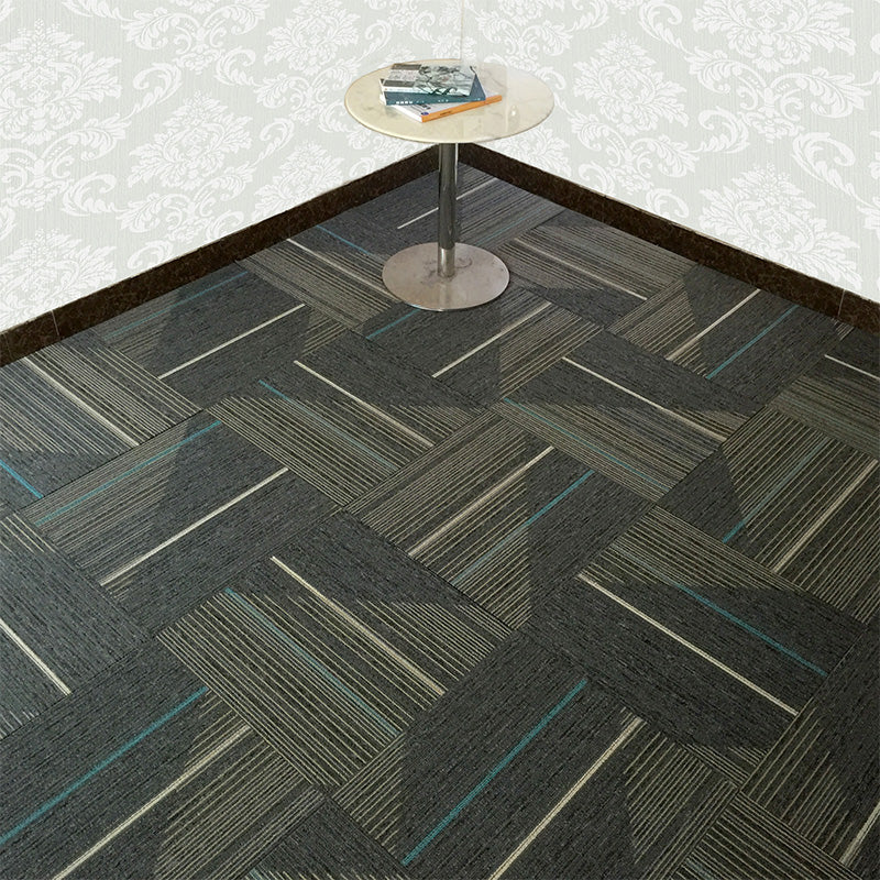 Dark Color Level Loop Carpet Tile Non-Skid Self Adhesive Indoor Office Carpet Tiles Textured Black 1'8" x 1'8" Clearhalo 'Carpet Tiles & Carpet Squares' 'carpet_tiles_carpet_squares' 'Flooring 'Home Improvement' 'home_improvement' 'home_improvement_carpet_tiles_carpet_squares' Walls and Ceiling' 6643153