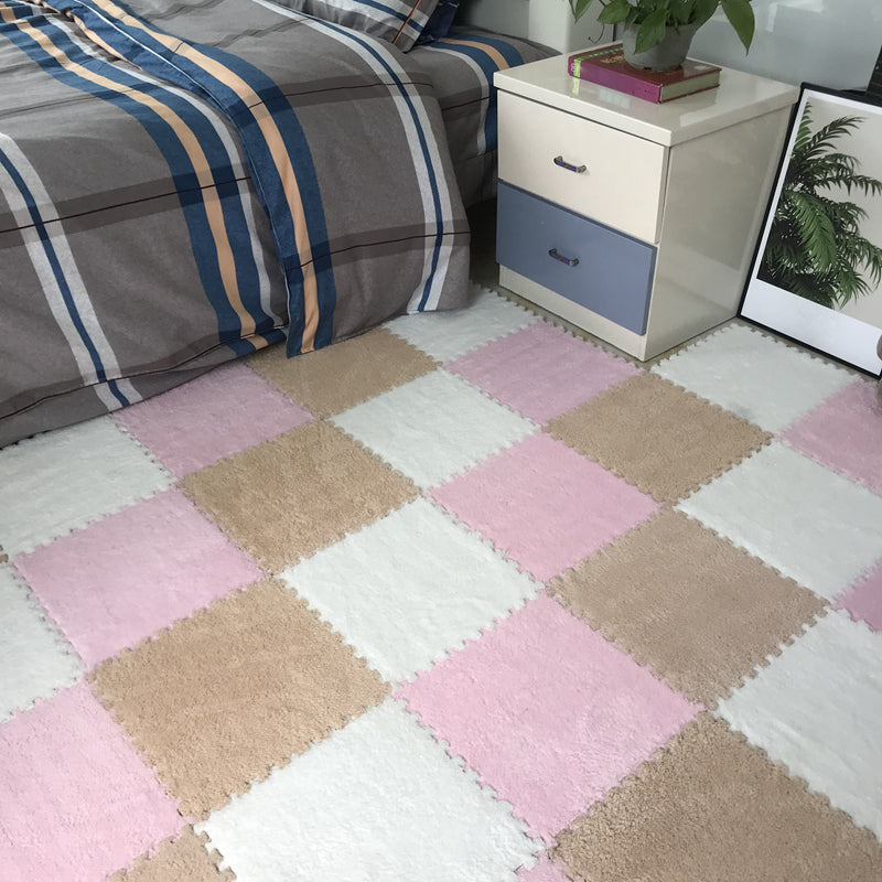 Modern Carpet Tile Level Loop Interlocking Non-Skid Carpet Tiles Khaki-Pink-White Clearhalo 'Carpet Tiles & Carpet Squares' 'carpet_tiles_carpet_squares' 'Flooring 'Home Improvement' 'home_improvement' 'home_improvement_carpet_tiles_carpet_squares' Walls and Ceiling' 6643301