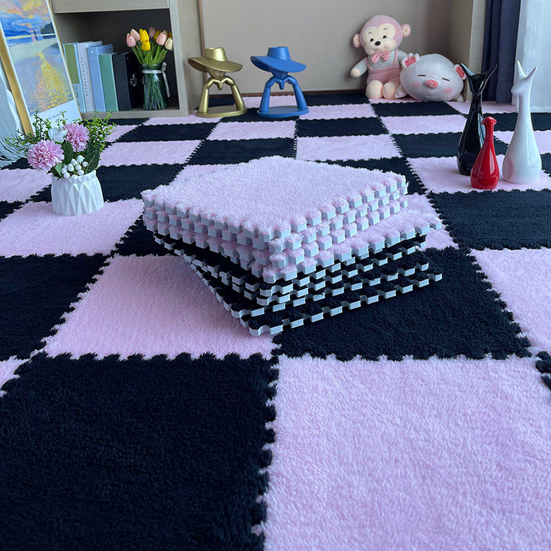 Modern Carpet Floor Tile Level Loop Interlocking Non-Skid Carpet Tiles Pink/ Black Clearhalo 'Carpet Tiles & Carpet Squares' 'carpet_tiles_carpet_squares' 'Flooring 'Home Improvement' 'home_improvement' 'home_improvement_carpet_tiles_carpet_squares' Walls and Ceiling' 6643373