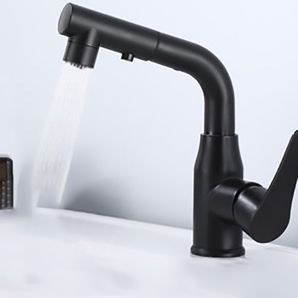 Modern 1-Handle Bathroom Sink Faucet Circular Vessel Sink Faucet Stainless Steel Black Pulling Clearhalo 'Bathroom Remodel & Bathroom Fixtures' 'Bathroom Sink Faucets' 'Bathroom Sinks & Faucet Components' 'bathroom_sink_faucets' 'Home Improvement' 'home_improvement' 'home_improvement_bathroom_sink_faucets' 6643538