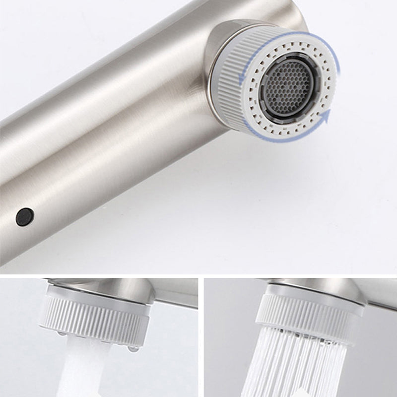 Modern 1-Handle Bathroom Sink Faucet Circular Vessel Sink Faucet Stainless Steel Clearhalo 'Bathroom Remodel & Bathroom Fixtures' 'Bathroom Sink Faucets' 'Bathroom Sinks & Faucet Components' 'bathroom_sink_faucets' 'Home Improvement' 'home_improvement' 'home_improvement_bathroom_sink_faucets' 6643549