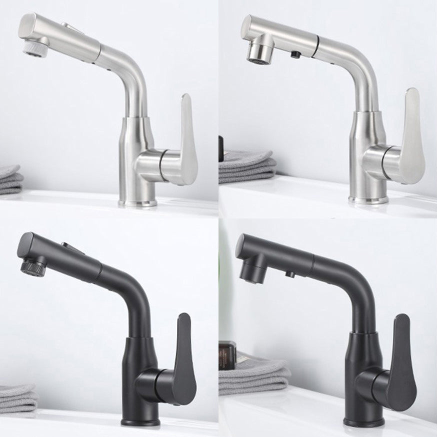 Modern 1-Handle Bathroom Sink Faucet Circular Vessel Sink Faucet Stainless Steel Clearhalo 'Bathroom Remodel & Bathroom Fixtures' 'Bathroom Sink Faucets' 'Bathroom Sinks & Faucet Components' 'bathroom_sink_faucets' 'Home Improvement' 'home_improvement' 'home_improvement_bathroom_sink_faucets' 6643550
