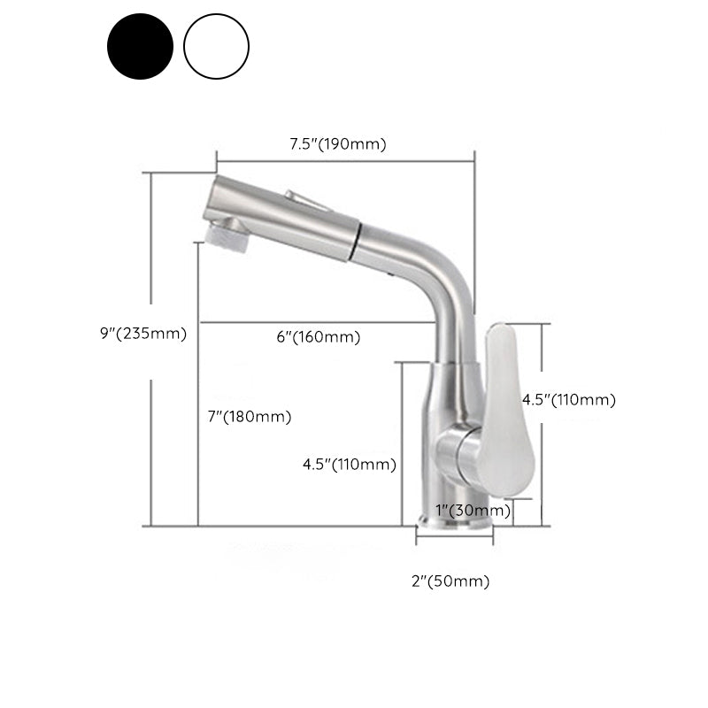 Modern 1-Handle Bathroom Sink Faucet Circular Vessel Sink Faucet Stainless Steel Clearhalo 'Bathroom Remodel & Bathroom Fixtures' 'Bathroom Sink Faucets' 'Bathroom Sinks & Faucet Components' 'bathroom_sink_faucets' 'Home Improvement' 'home_improvement' 'home_improvement_bathroom_sink_faucets' 6643554