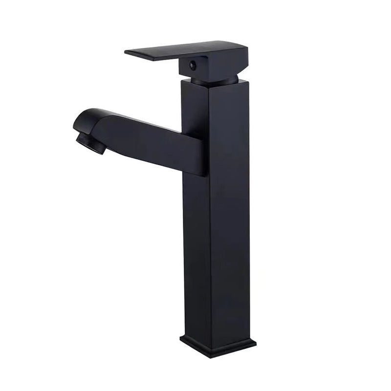 Contemporary Vessel Faucet Pull-out Faucet with One Lever Handle Black 10.2" Square Clearhalo 'Bathroom Remodel & Bathroom Fixtures' 'Bathroom Sink Faucets' 'Bathroom Sinks & Faucet Components' 'bathroom_sink_faucets' 'Home Improvement' 'home_improvement' 'home_improvement_bathroom_sink_faucets' 6643582