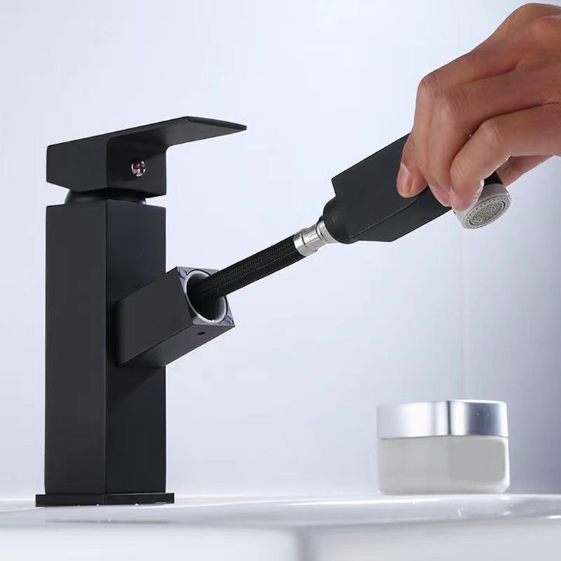 Contemporary Vessel Faucet Pull-out Faucet with One Lever Handle Clearhalo 'Bathroom Remodel & Bathroom Fixtures' 'Bathroom Sink Faucets' 'Bathroom Sinks & Faucet Components' 'bathroom_sink_faucets' 'Home Improvement' 'home_improvement' 'home_improvement_bathroom_sink_faucets' 6643583