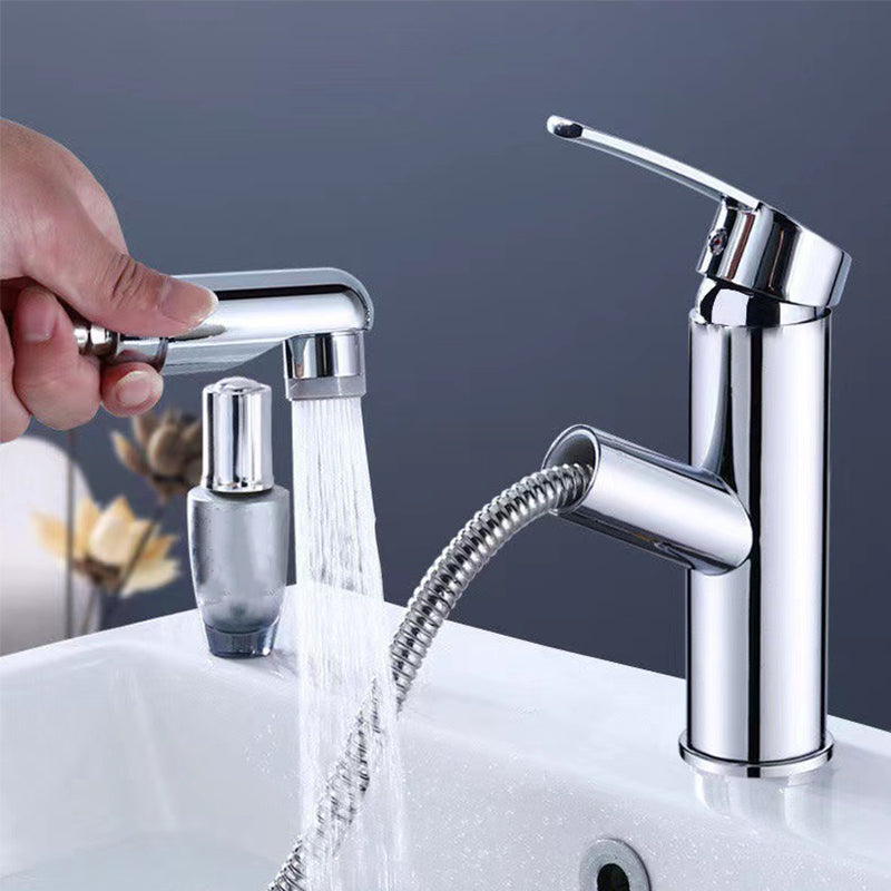 Contemporary Vessel Faucet Pull-out Faucet with One Lever Handle Clearhalo 'Bathroom Remodel & Bathroom Fixtures' 'Bathroom Sink Faucets' 'Bathroom Sinks & Faucet Components' 'bathroom_sink_faucets' 'Home Improvement' 'home_improvement' 'home_improvement_bathroom_sink_faucets' 6643588