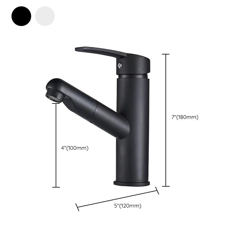 Contemporary Vessel Faucet Pull-out Faucet with One Lever Handle Clearhalo 'Bathroom Remodel & Bathroom Fixtures' 'Bathroom Sink Faucets' 'Bathroom Sinks & Faucet Components' 'bathroom_sink_faucets' 'Home Improvement' 'home_improvement' 'home_improvement_bathroom_sink_faucets' 6643596
