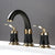 Luxury Rotatable Widespread Sink Faucet Circular Lever Handle Faucet with Water Hose Black-Gold Faucets Clearhalo 'Bathroom Remodel & Bathroom Fixtures' 'Bathroom Sink Faucets' 'Bathroom Sinks & Faucet Components' 'bathroom_sink_faucets' 'Home Improvement' 'home_improvement' 'home_improvement_bathroom_sink_faucets' 6643601
