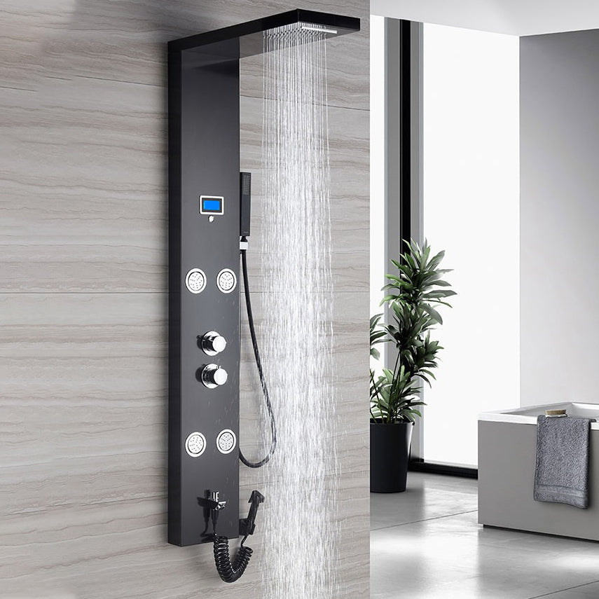 Modern Shower System Massage Jets Knob Hand Shower Ceiling Mounted Shower Trim Clearhalo 'Bathroom Remodel & Bathroom Fixtures' 'Home Improvement' 'home_improvement' 'home_improvement_shower_faucets' 'Shower Faucets & Systems' 'shower_faucets' 'Showers & Bathtubs Plumbing' 'Showers & Bathtubs' 6643650