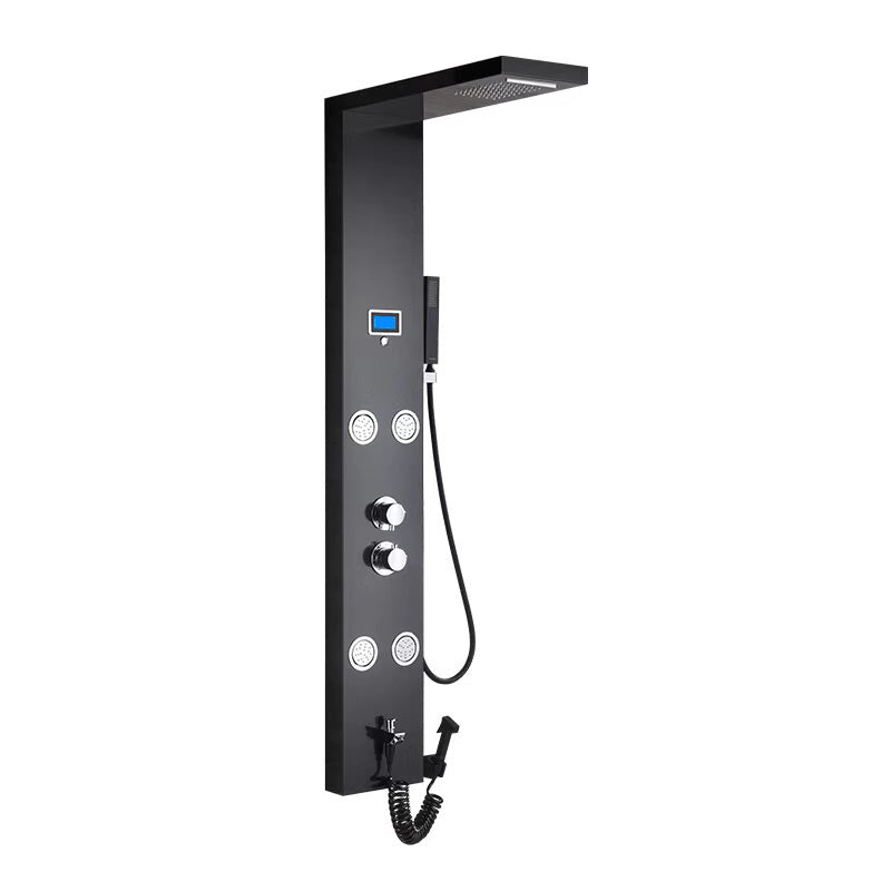 Modern Shower System Massage Jets Knob Hand Shower Ceiling Mounted Shower Trim Clearhalo 'Bathroom Remodel & Bathroom Fixtures' 'Home Improvement' 'home_improvement' 'home_improvement_shower_faucets' 'Shower Faucets & Systems' 'shower_faucets' 'Showers & Bathtubs Plumbing' 'Showers & Bathtubs' 6643659