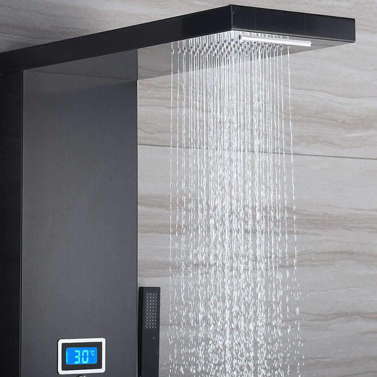 Modern Shower System Massage Jets Knob Hand Shower Ceiling Mounted Shower Trim Clearhalo 'Bathroom Remodel & Bathroom Fixtures' 'Home Improvement' 'home_improvement' 'home_improvement_shower_faucets' 'Shower Faucets & Systems' 'shower_faucets' 'Showers & Bathtubs Plumbing' 'Showers & Bathtubs' 6643663