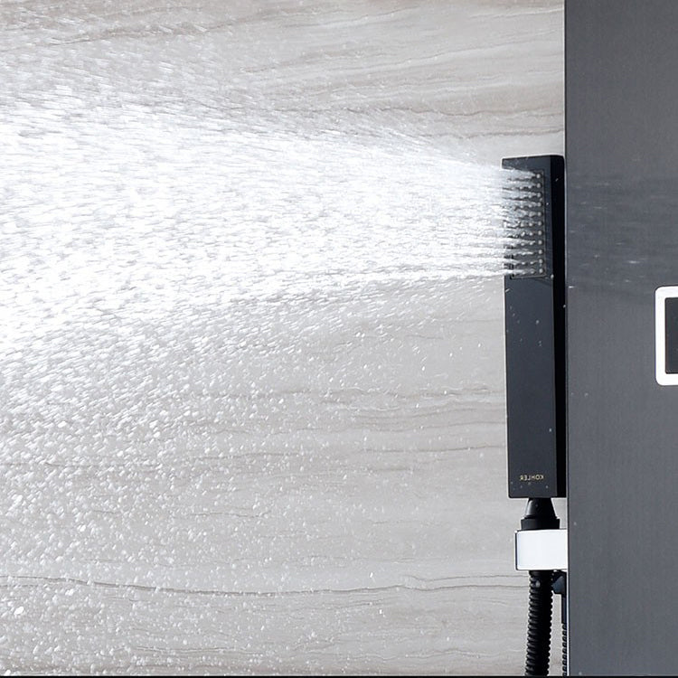 Modern Shower System Massage Jets Knob Hand Shower Ceiling Mounted Shower Trim Clearhalo 'Bathroom Remodel & Bathroom Fixtures' 'Home Improvement' 'home_improvement' 'home_improvement_shower_faucets' 'Shower Faucets & Systems' 'shower_faucets' 'Showers & Bathtubs Plumbing' 'Showers & Bathtubs' 6643666