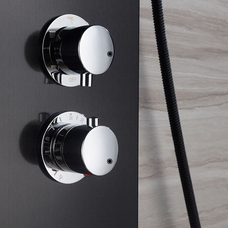 Modern Shower System Massage Jets Knob Hand Shower Ceiling Mounted Shower Trim Clearhalo 'Bathroom Remodel & Bathroom Fixtures' 'Home Improvement' 'home_improvement' 'home_improvement_shower_faucets' 'Shower Faucets & Systems' 'shower_faucets' 'Showers & Bathtubs Plumbing' 'Showers & Bathtubs' 6643667