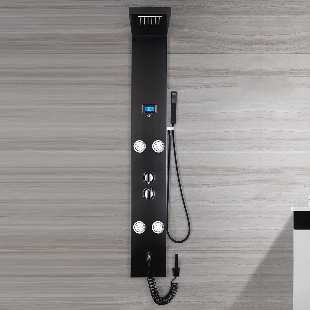 Modern Shower System Massage Jets Knob Hand Shower Ceiling Mounted Shower Trim Clearhalo 'Bathroom Remodel & Bathroom Fixtures' 'Home Improvement' 'home_improvement' 'home_improvement_shower_faucets' 'Shower Faucets & Systems' 'shower_faucets' 'Showers & Bathtubs Plumbing' 'Showers & Bathtubs' 6643669