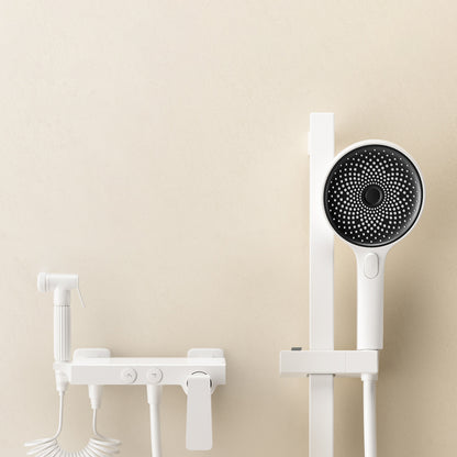 Shower System Massage Jet Round Handheld Shower Head Wall Mounted Shower Trim White Temperature Control Clearhalo 'Bathroom Remodel & Bathroom Fixtures' 'Home Improvement' 'home_improvement' 'home_improvement_shower_faucets' 'Shower Faucets & Systems' 'shower_faucets' 'Showers & Bathtubs Plumbing' 'Showers & Bathtubs' 6643700