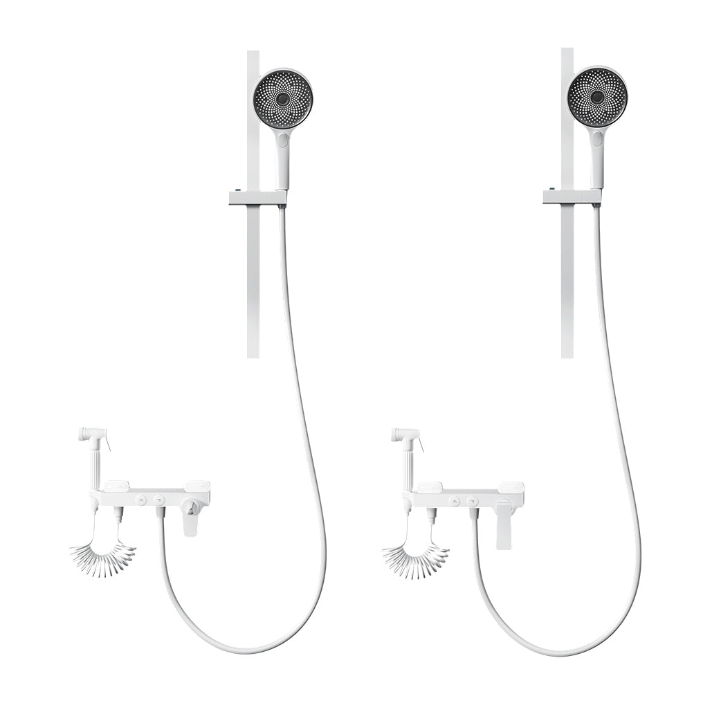 Shower System Massage Jet Round Handheld Shower Head Wall Mounted Shower Trim Clearhalo 'Bathroom Remodel & Bathroom Fixtures' 'Home Improvement' 'home_improvement' 'home_improvement_shower_faucets' 'Shower Faucets & Systems' 'shower_faucets' 'Showers & Bathtubs Plumbing' 'Showers & Bathtubs' 6643702