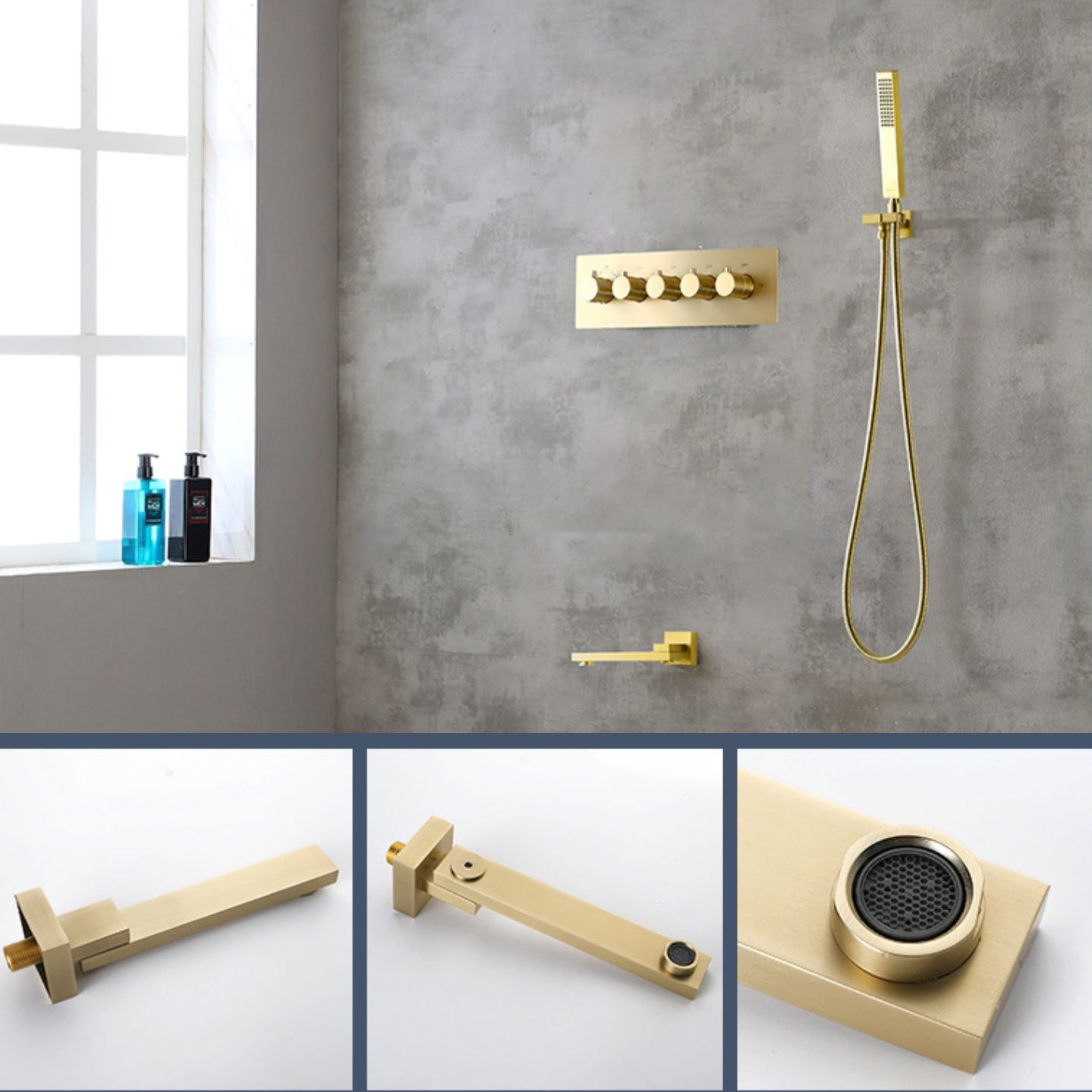 Modern Shower Head Combo Brass Slide Bar Included Wall Mounted Shower System Clearhalo 'Bathroom Remodel & Bathroom Fixtures' 'Home Improvement' 'home_improvement' 'home_improvement_shower_faucets' 'Shower Faucets & Systems' 'shower_faucets' 'Showers & Bathtubs Plumbing' 'Showers & Bathtubs' 6643738