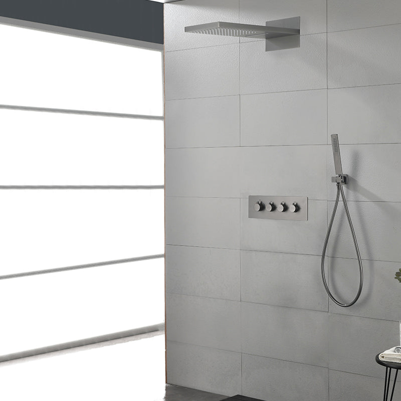 Modern Shower Head Combo Brass Slide Bar Included Wall Mounted Shower System Gun Grey 2 Clearhalo 'Bathroom Remodel & Bathroom Fixtures' 'Home Improvement' 'home_improvement' 'home_improvement_shower_faucets' 'Shower Faucets & Systems' 'shower_faucets' 'Showers & Bathtubs Plumbing' 'Showers & Bathtubs' 6643744