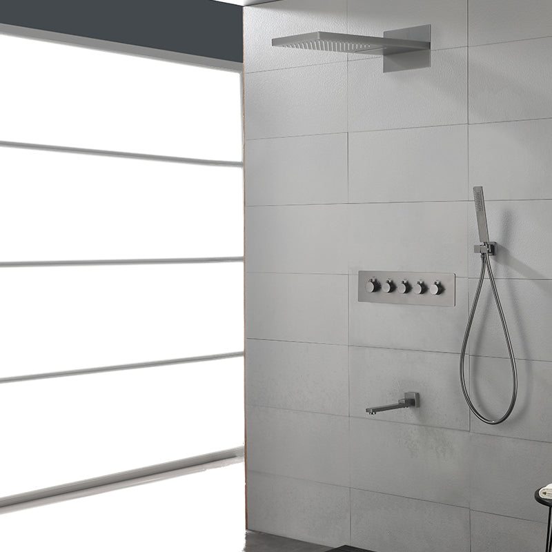 Modern Shower Head Combo Brass Slide Bar Included Wall Mounted Shower System Gun Grey 3 Clearhalo 'Bathroom Remodel & Bathroom Fixtures' 'Home Improvement' 'home_improvement' 'home_improvement_shower_faucets' 'Shower Faucets & Systems' 'shower_faucets' 'Showers & Bathtubs Plumbing' 'Showers & Bathtubs' 6643745
