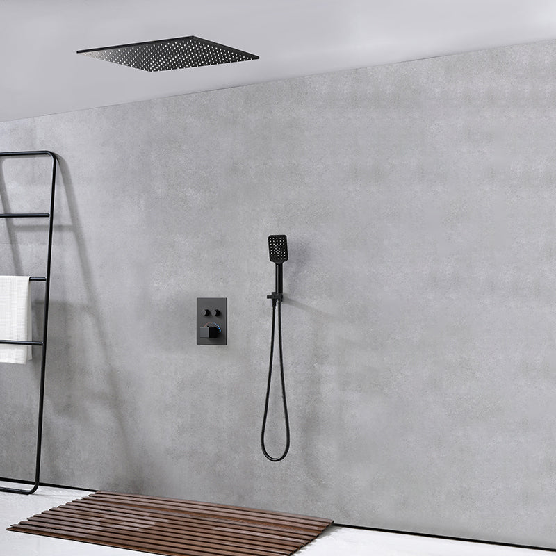 Modern Shower Trim Brass Slide Bar Included Adjustable Shower Head Shower Combo Black 1'4" x 1'4" 2 Clearhalo 'Bathroom Remodel & Bathroom Fixtures' 'Home Improvement' 'home_improvement' 'home_improvement_shower_faucets' 'Shower Faucets & Systems' 'shower_faucets' 'Showers & Bathtubs Plumbing' 'Showers & Bathtubs' 6643752