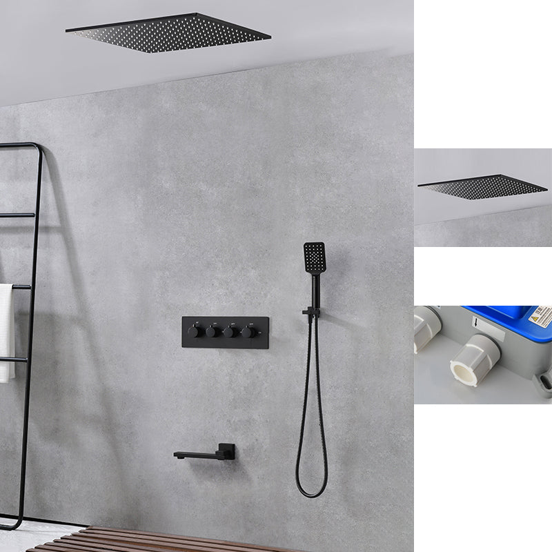 Modern Shower Trim Brass Slide Bar Included Adjustable Shower Head Shower Combo Black 1'4" x 1'4" 3 Clearhalo 'Bathroom Remodel & Bathroom Fixtures' 'Home Improvement' 'home_improvement' 'home_improvement_shower_faucets' 'Shower Faucets & Systems' 'shower_faucets' 'Showers & Bathtubs Plumbing' 'Showers & Bathtubs' 6643756